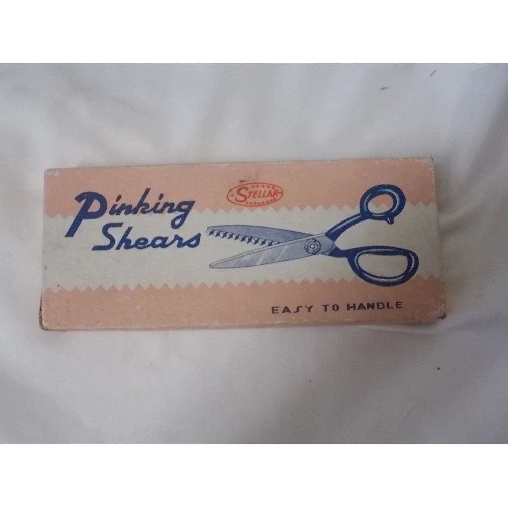 Vintage Stellar Pinking Shears Japan Steel Zig Zag Fabric Scissors with Box